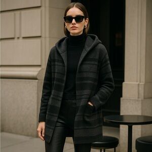 Vince Black and Gray Striped Cardigan